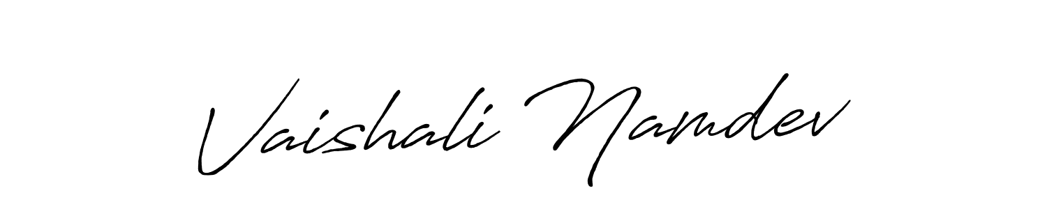 How to make Vaishali Namdev name signature. Use Antro_Vectra_Bolder style for creating short signs online. This is the latest handwritten sign. Vaishali Namdev signature style 7 images and pictures png