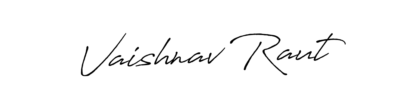 How to make Vaishnav Raut name signature. Use Antro_Vectra_Bolder style for creating short signs online. This is the latest handwritten sign. Vaishnav Raut signature style 7 images and pictures png