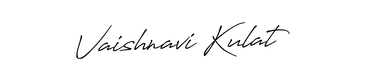 How to make Vaishnavi Kulat name signature. Use Antro_Vectra_Bolder style for creating short signs online. This is the latest handwritten sign. Vaishnavi Kulat signature style 7 images and pictures png