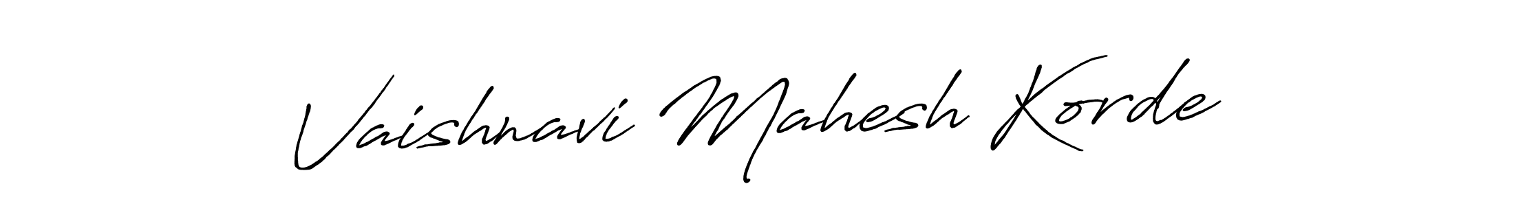 Create a beautiful signature design for name Vaishnavi Mahesh Korde. With this signature (Antro_Vectra_Bolder) fonts, you can make a handwritten signature for free. Vaishnavi Mahesh Korde signature style 7 images and pictures png