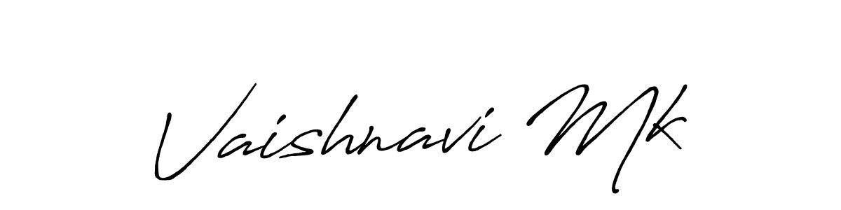 How to make Vaishnavi Mk name signature. Use Antro_Vectra_Bolder style for creating short signs online. This is the latest handwritten sign. Vaishnavi Mk signature style 7 images and pictures png