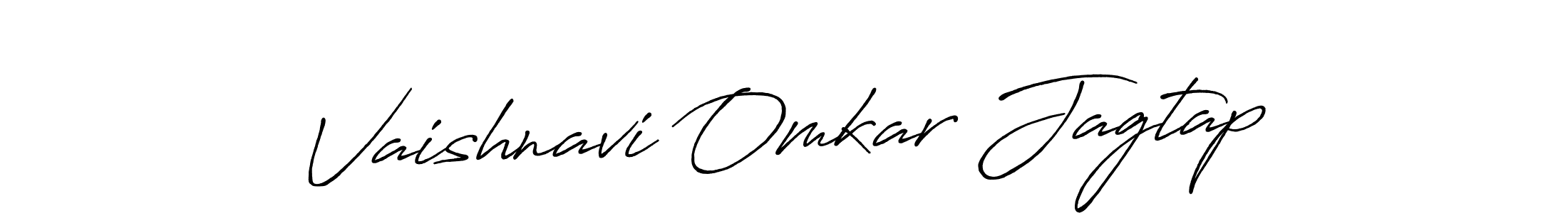 Create a beautiful signature design for name Vaishnavi Omkar Jagtap. With this signature (Antro_Vectra_Bolder) fonts, you can make a handwritten signature for free. Vaishnavi Omkar Jagtap signature style 7 images and pictures png