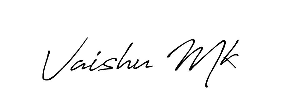 Vaishu Mk stylish signature style. Best Handwritten Sign (Antro_Vectra_Bolder) for my name. Handwritten Signature Collection Ideas for my name Vaishu Mk. Vaishu Mk signature style 7 images and pictures png