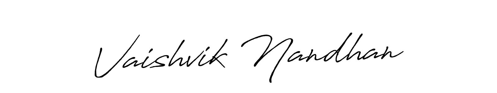 Make a beautiful signature design for name Vaishvik Nandhan. With this signature (Antro_Vectra_Bolder) style, you can create a handwritten signature for free. Vaishvik Nandhan signature style 7 images and pictures png