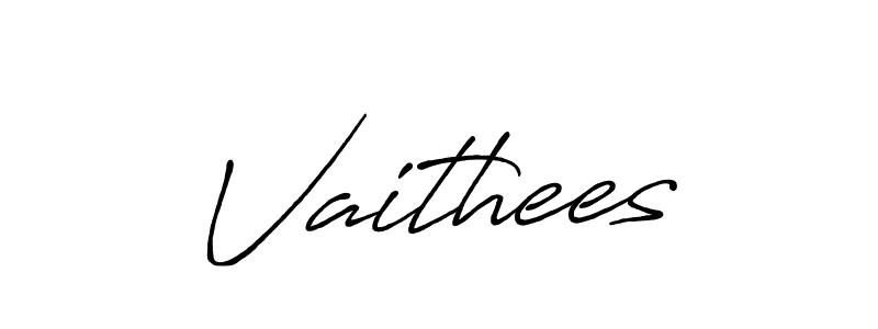 Similarly Antro_Vectra_Bolder is the best handwritten signature design. Signature creator online .You can use it as an online autograph creator for name Vaithees. Vaithees signature style 7 images and pictures png