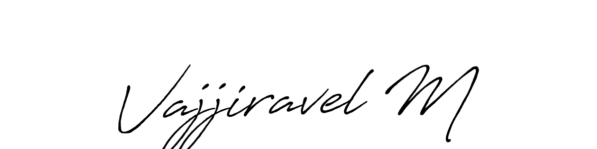 How to make Vajjiravel M name signature. Use Antro_Vectra_Bolder style for creating short signs online. This is the latest handwritten sign. Vajjiravel M signature style 7 images and pictures png