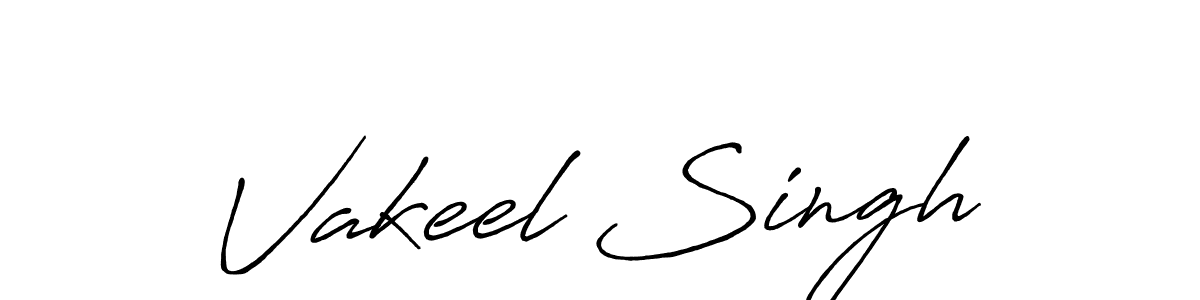 How to make Vakeel Singh name signature. Use Antro_Vectra_Bolder style for creating short signs online. This is the latest handwritten sign. Vakeel Singh signature style 7 images and pictures png