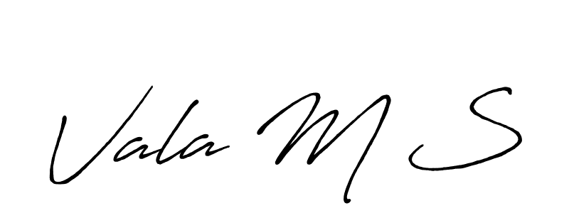 How to make Vala M S name signature. Use Antro_Vectra_Bolder style for creating short signs online. This is the latest handwritten sign. Vala M S signature style 7 images and pictures png