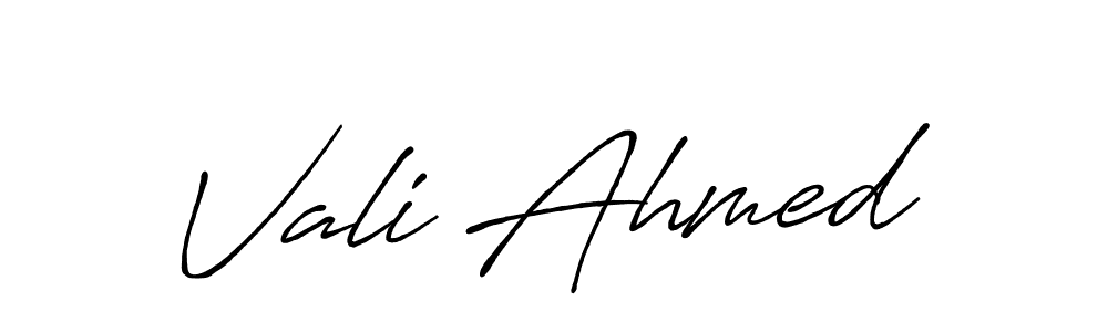 How to make Vali Ahmed name signature. Use Antro_Vectra_Bolder style for creating short signs online. This is the latest handwritten sign. Vali Ahmed signature style 7 images and pictures png