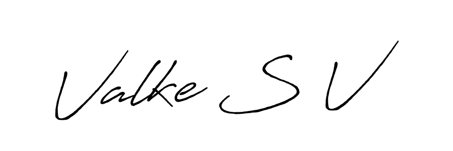 Create a beautiful signature design for name Valke S V. With this signature (Antro_Vectra_Bolder) fonts, you can make a handwritten signature for free. Valke S V signature style 7 images and pictures png