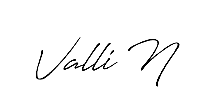 Use a signature maker to create a handwritten signature online. With this signature software, you can design (Antro_Vectra_Bolder) your own signature for name Valli N. Valli N signature style 7 images and pictures png