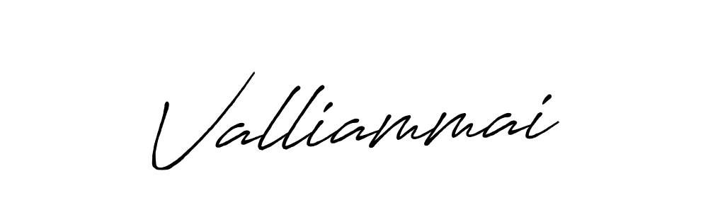 Design your own signature with our free online signature maker. With this signature software, you can create a handwritten (Antro_Vectra_Bolder) signature for name Valliammai. Valliammai signature style 7 images and pictures png