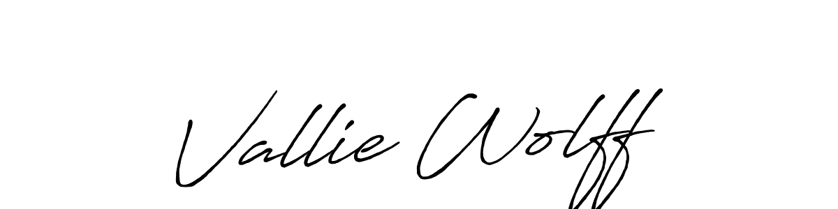 The best way (Antro_Vectra_Bolder) to make a short signature is to pick only two or three words in your name. The name Vallie Wolff include a total of six letters. For converting this name. Vallie Wolff signature style 7 images and pictures png