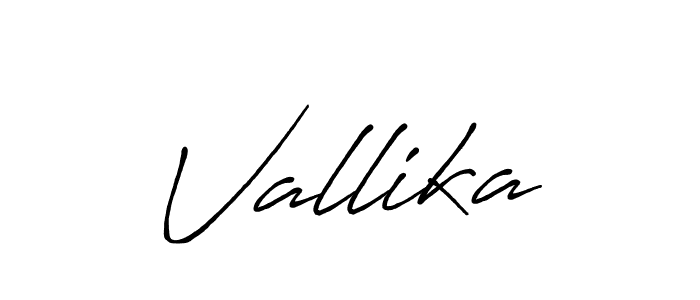 Make a beautiful signature design for name Vallika. With this signature (Antro_Vectra_Bolder) style, you can create a handwritten signature for free. Vallika signature style 7 images and pictures png