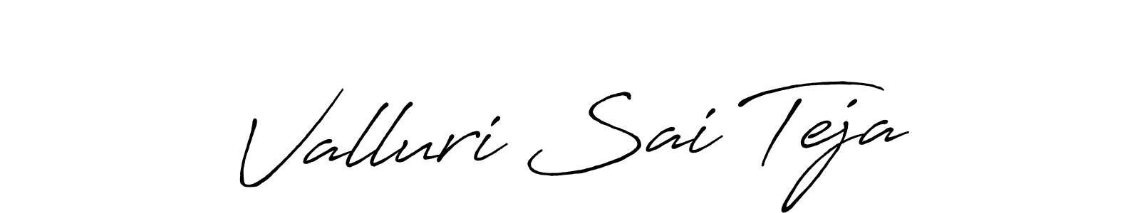 Create a beautiful signature design for name Valluri Sai Teja. With this signature (Antro_Vectra_Bolder) fonts, you can make a handwritten signature for free. Valluri Sai Teja signature style 7 images and pictures png