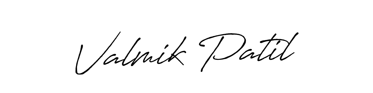 Use a signature maker to create a handwritten signature online. With this signature software, you can design (Antro_Vectra_Bolder) your own signature for name Valmik Patil. Valmik Patil signature style 7 images and pictures png