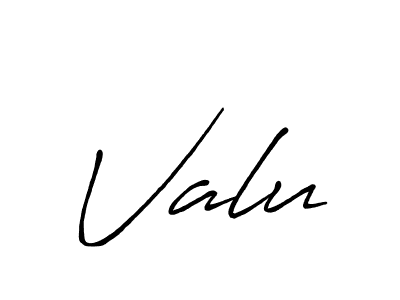 Create a beautiful signature design for name Valu. With this signature (Antro_Vectra_Bolder) fonts, you can make a handwritten signature for free. Valu signature style 7 images and pictures png