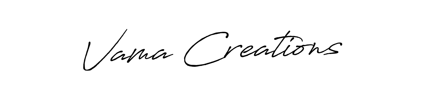 How to make Vama Creations name signature. Use Antro_Vectra_Bolder style for creating short signs online. This is the latest handwritten sign. Vama Creations signature style 7 images and pictures png