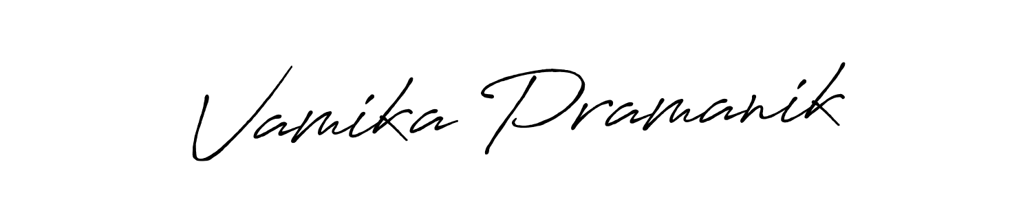 Vamika Pramanik stylish signature style. Best Handwritten Sign (Antro_Vectra_Bolder) for my name. Handwritten Signature Collection Ideas for my name Vamika Pramanik. Vamika Pramanik signature style 7 images and pictures png