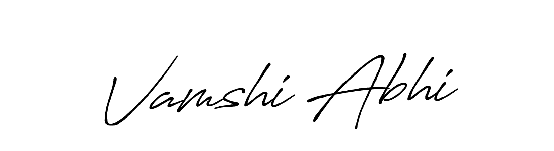 Use a signature maker to create a handwritten signature online. With this signature software, you can design (Antro_Vectra_Bolder) your own signature for name Vamshi Abhi. Vamshi Abhi signature style 7 images and pictures png