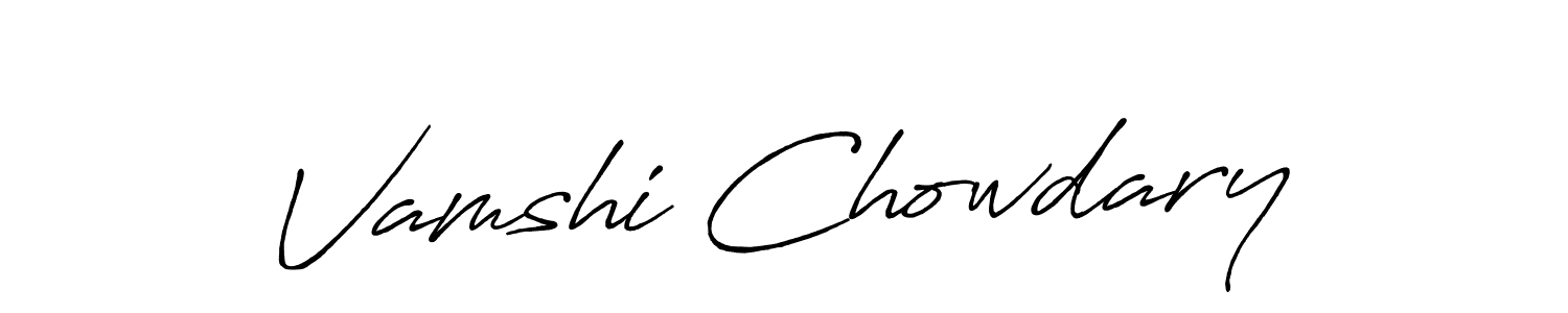 How to make Vamshi Chowdary name signature. Use Antro_Vectra_Bolder style for creating short signs online. This is the latest handwritten sign. Vamshi Chowdary signature style 7 images and pictures png
