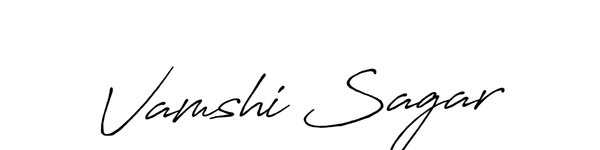 Use a signature maker to create a handwritten signature online. With this signature software, you can design (Antro_Vectra_Bolder) your own signature for name Vamshi Sagar. Vamshi Sagar signature style 7 images and pictures png