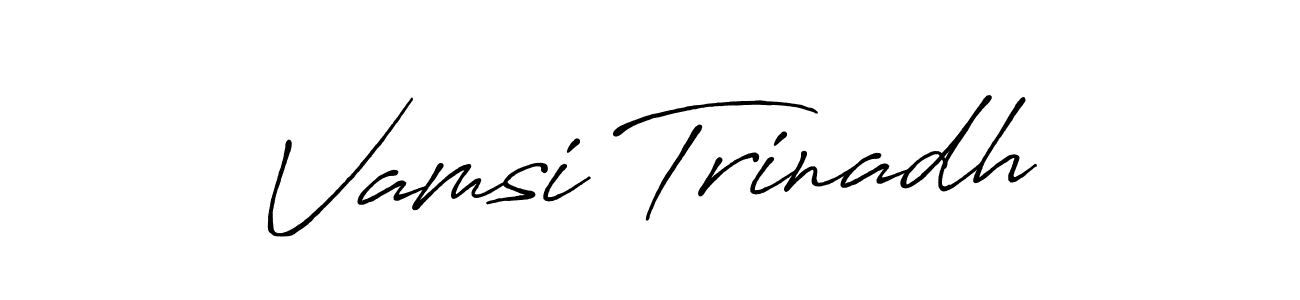 Create a beautiful signature design for name Vamsi Trinadh. With this signature (Antro_Vectra_Bolder) fonts, you can make a handwritten signature for free. Vamsi Trinadh signature style 7 images and pictures png