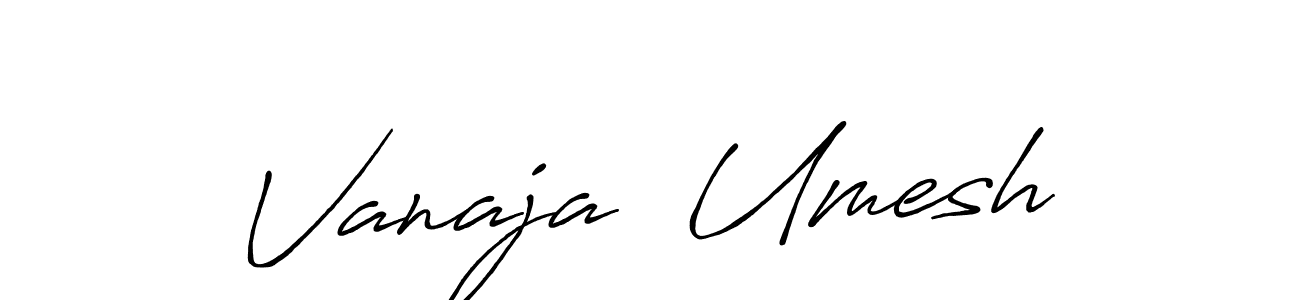 The best way (Antro_Vectra_Bolder) to make a short signature is to pick only two or three words in your name. The name Vanaja  Umesh include a total of six letters. For converting this name. Vanaja  Umesh signature style 7 images and pictures png