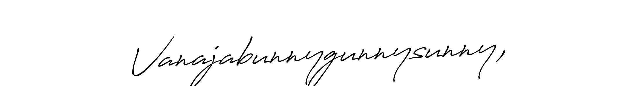 Create a beautiful signature design for name Vanajabunnygunnysunny,. With this signature (Antro_Vectra_Bolder) fonts, you can make a handwritten signature for free. Vanajabunnygunnysunny, signature style 7 images and pictures png