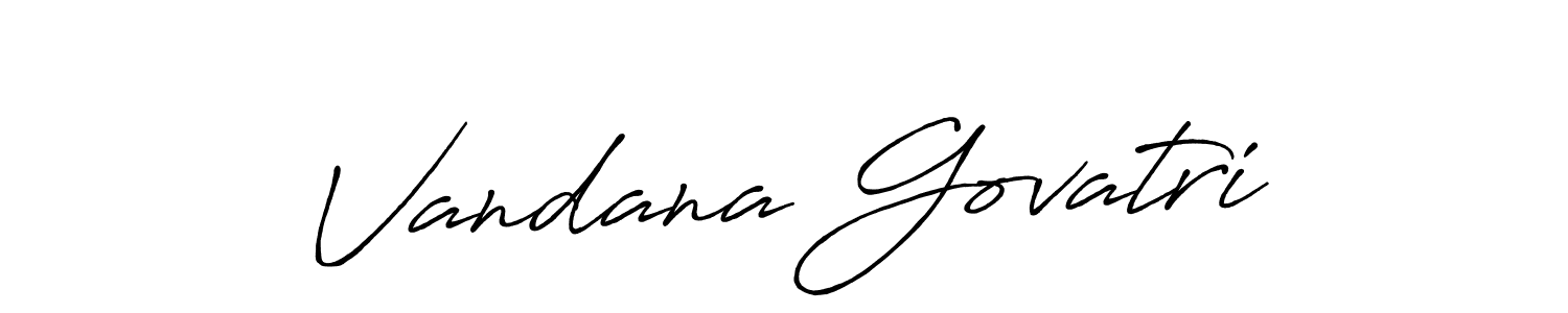 How to make Vandana Govatri name signature. Use Antro_Vectra_Bolder style for creating short signs online. This is the latest handwritten sign. Vandana Govatri signature style 7 images and pictures png
