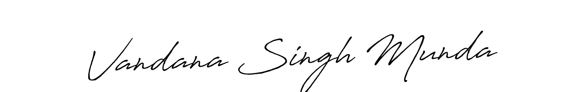 How to make Vandana Singh Munda name signature. Use Antro_Vectra_Bolder style for creating short signs online. This is the latest handwritten sign. Vandana Singh Munda signature style 7 images and pictures png