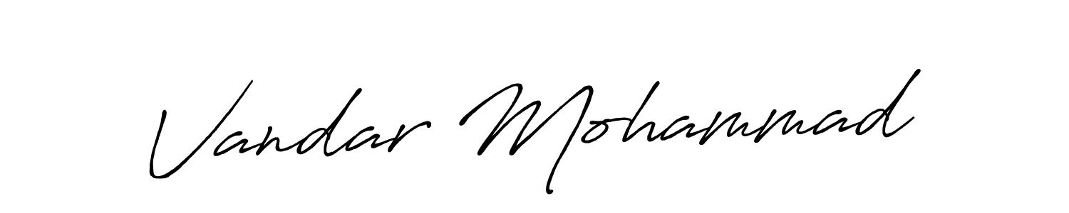 How to make Vandar Mohammad name signature. Use Antro_Vectra_Bolder style for creating short signs online. This is the latest handwritten sign. Vandar Mohammad signature style 7 images and pictures png