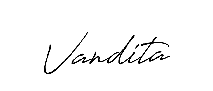 Use a signature maker to create a handwritten signature online. With this signature software, you can design (Antro_Vectra_Bolder) your own signature for name Vandita. Vandita signature style 7 images and pictures png