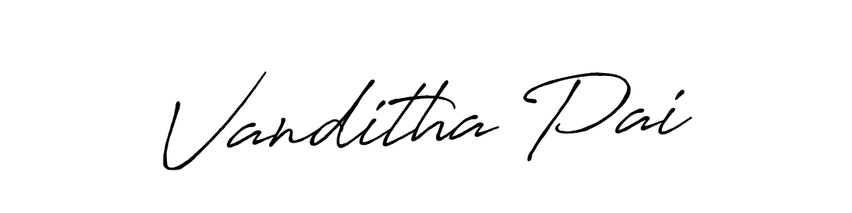 The best way (Antro_Vectra_Bolder) to make a short signature is to pick only two or three words in your name. The name Vanditha Pai include a total of six letters. For converting this name. Vanditha Pai signature style 7 images and pictures png