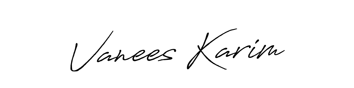 The best way (Antro_Vectra_Bolder) to make a short signature is to pick only two or three words in your name. The name Vanees Karim include a total of six letters. For converting this name. Vanees Karim signature style 7 images and pictures png