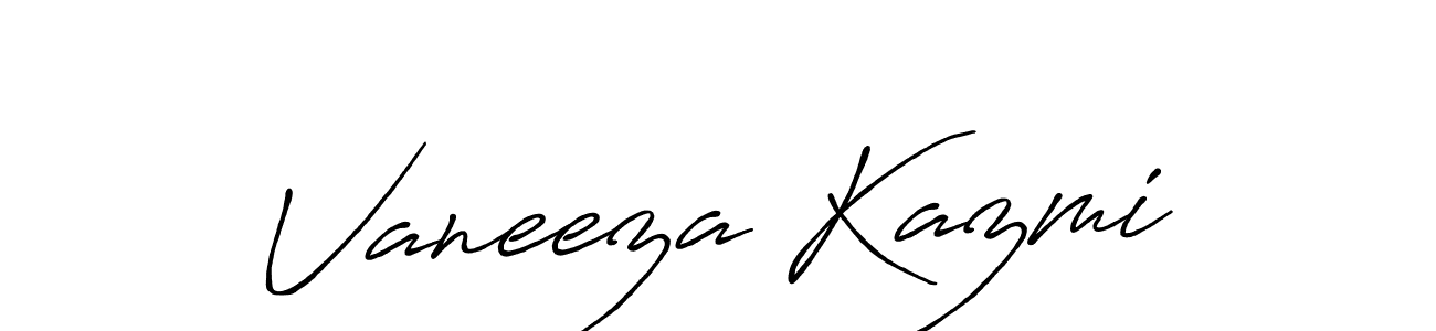 Use a signature maker to create a handwritten signature online. With this signature software, you can design (Antro_Vectra_Bolder) your own signature for name Vaneeza Kazmi. Vaneeza Kazmi signature style 7 images and pictures png