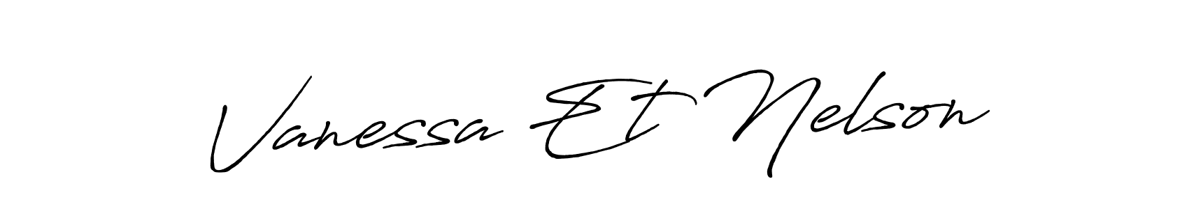 The best way (Antro_Vectra_Bolder) to make a short signature is to pick only two or three words in your name. The name Vanessa Et Nelson include a total of six letters. For converting this name. Vanessa Et Nelson signature style 7 images and pictures png