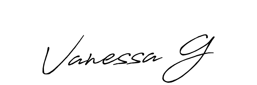 Use a signature maker to create a handwritten signature online. With this signature software, you can design (Antro_Vectra_Bolder) your own signature for name Vanessa G. Vanessa G signature style 7 images and pictures png