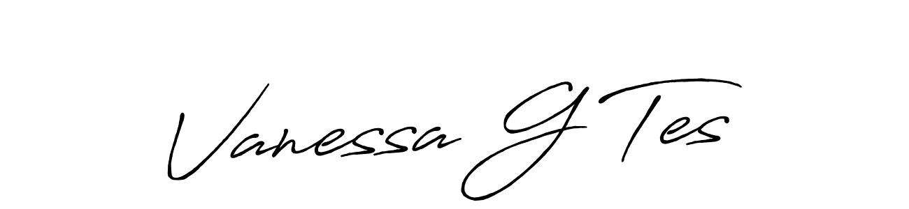 Antro_Vectra_Bolder is a professional signature style that is perfect for those who want to add a touch of class to their signature. It is also a great choice for those who want to make their signature more unique. Get Vanessa G Tes name to fancy signature for free. Vanessa G Tes signature style 7 images and pictures png