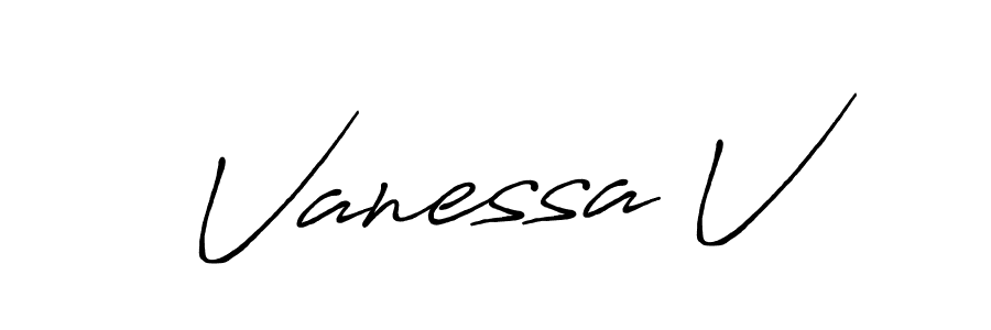 Use a signature maker to create a handwritten signature online. With this signature software, you can design (Antro_Vectra_Bolder) your own signature for name Vanessa V. Vanessa V signature style 7 images and pictures png
