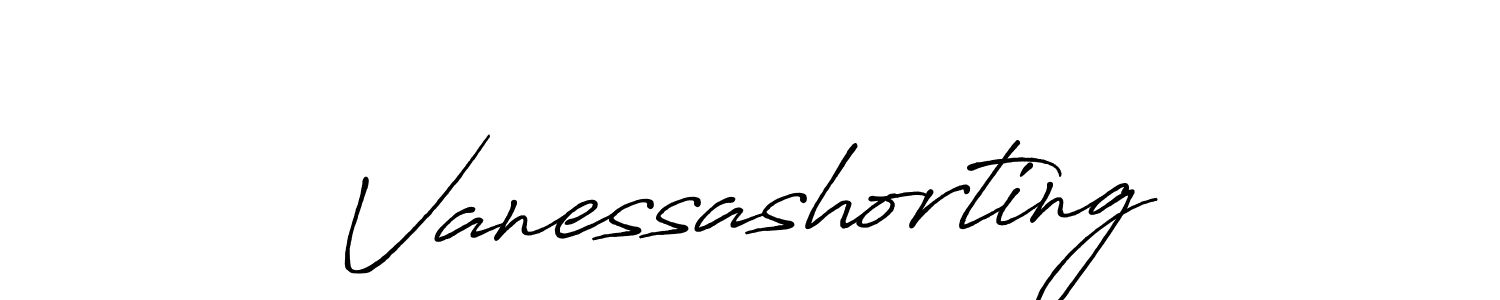 How to make Vanessashorting signature? Antro_Vectra_Bolder is a professional autograph style. Create handwritten signature for Vanessashorting name. Vanessashorting signature style 7 images and pictures png