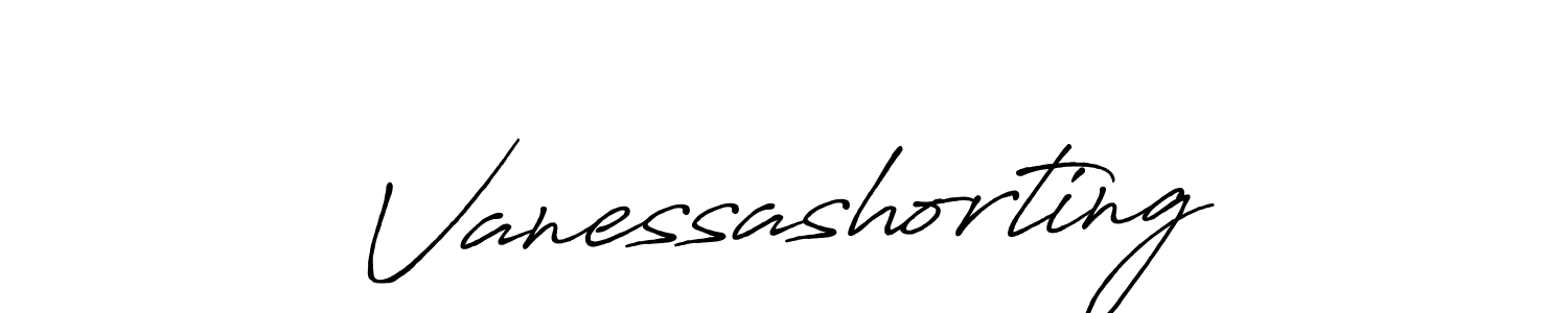 How to make Vanessashorting signature? Antro_Vectra_Bolder is a professional autograph style. Create handwritten signature for Vanessashorting name. Vanessashorting signature style 7 images and pictures png