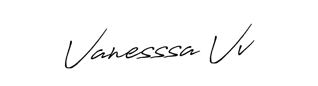 How to make Vanesssa Vv name signature. Use Antro_Vectra_Bolder style for creating short signs online. This is the latest handwritten sign. Vanesssa Vv signature style 7 images and pictures png