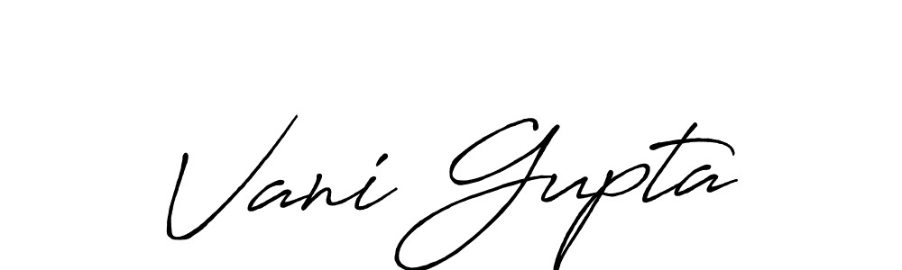 Use a signature maker to create a handwritten signature online. With this signature software, you can design (Antro_Vectra_Bolder) your own signature for name Vani Gupta. Vani Gupta signature style 7 images and pictures png