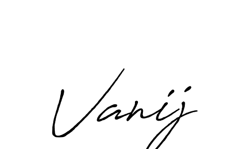 Make a beautiful signature design for name Vanij. With this signature (Antro_Vectra_Bolder) style, you can create a handwritten signature for free. Vanij signature style 7 images and pictures png