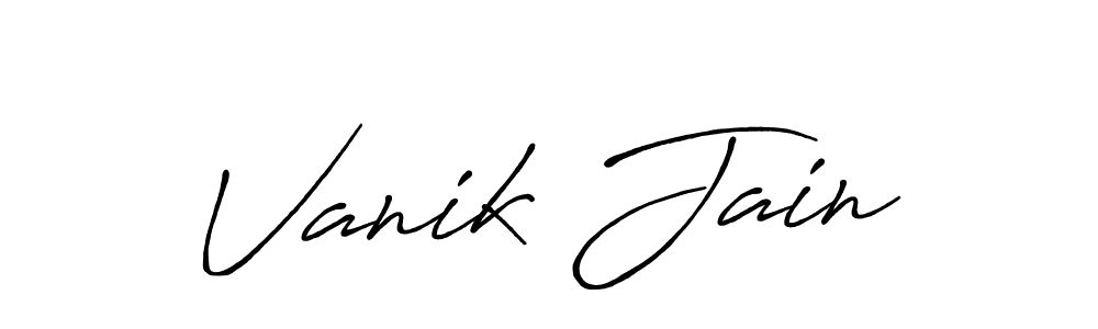 Also You can easily find your signature by using the search form. We will create Vanik Jain name handwritten signature images for you free of cost using Antro_Vectra_Bolder sign style. Vanik Jain signature style 7 images and pictures png