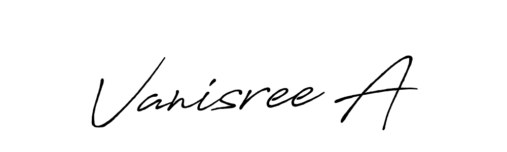 How to make Vanisree A name signature. Use Antro_Vectra_Bolder style for creating short signs online. This is the latest handwritten sign. Vanisree A signature style 7 images and pictures png