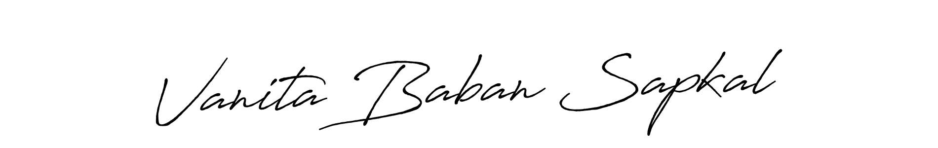 How to make Vanita Baban Sapkal name signature. Use Antro_Vectra_Bolder style for creating short signs online. This is the latest handwritten sign. Vanita Baban Sapkal signature style 7 images and pictures png