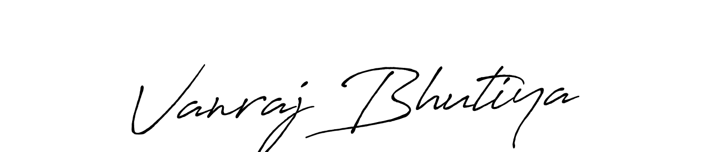 Similarly Antro_Vectra_Bolder is the best handwritten signature design. Signature creator online .You can use it as an online autograph creator for name Vanraj Bhutiya. Vanraj Bhutiya signature style 7 images and pictures png