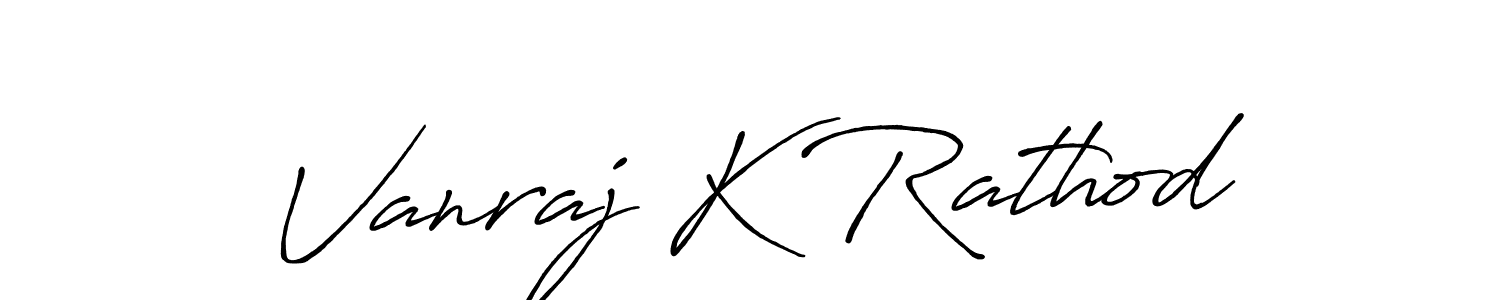 Use a signature maker to create a handwritten signature online. With this signature software, you can design (Antro_Vectra_Bolder) your own signature for name Vanraj K Rathod. Vanraj K Rathod signature style 7 images and pictures png